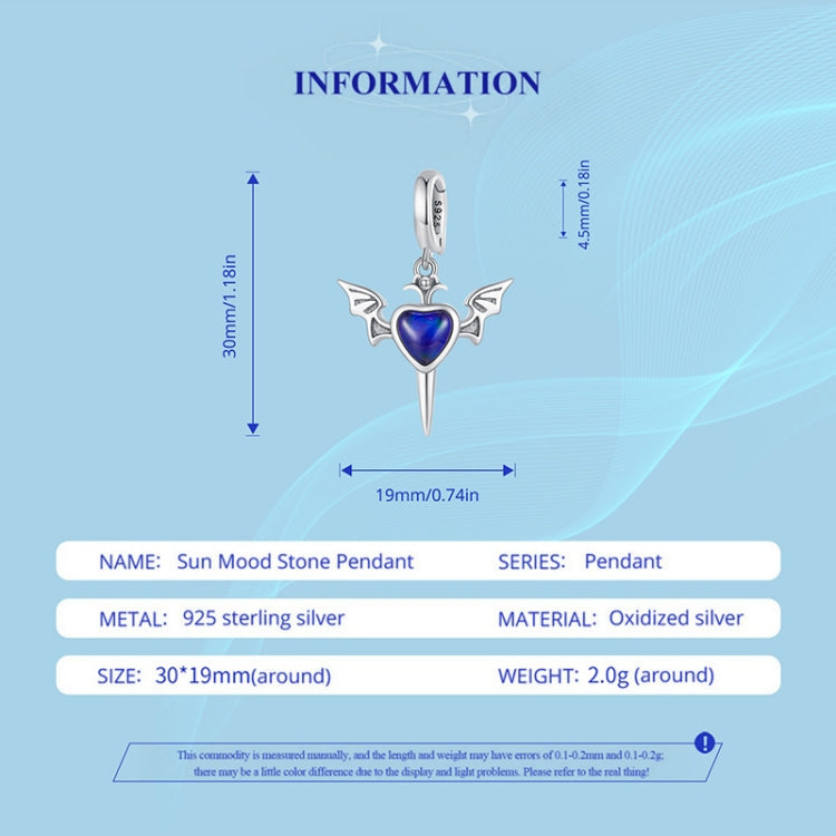 SCC2559 Sterling Silver S925 Temperature Sensitive Discoloration DIY Angel Wings Pendant Accessories - Jewelry Accessories by PMC Jewellery | Online Shopping South Africa | PMC Jewellery