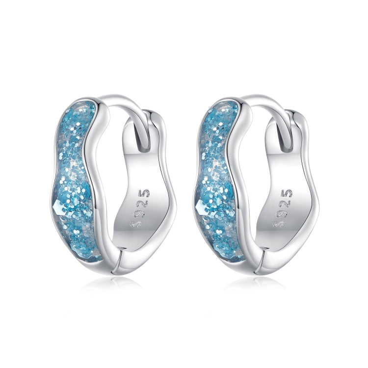 SCE1614 Sterling Silver S925 Blue Sparkling Wave Earrings - Stud Earrings & Earrings by PMC Jewellery | Online Shopping South Africa | PMC Jewellery