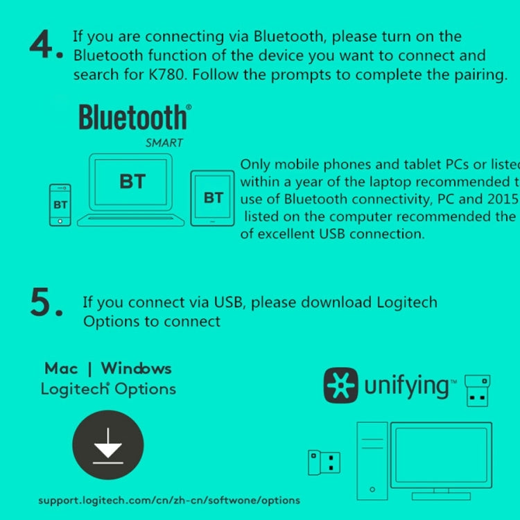 Logitech K780 Multi-device Bluetooth + Unifying Dual Mode Wireless Keyboard with Stand (Black) - free shipping - PMC TechLife - Order now!