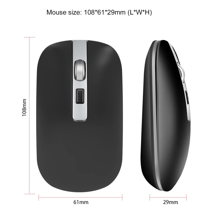 HXSJ M30 Rechargeable Wireless Mouse Metal Wheel Mute 2.4G Office Mouse 500 mAh Built-in Battery(Grey) - Wireless Mice by HXSJ | Online Shopping South Africa | PMC Jewellery | Buy Now Pay Later Mobicred