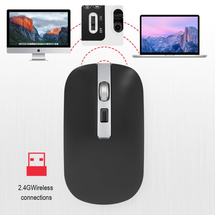 HXSJ M30 Rechargeable Wireless Mouse Metal Wheel Mute 2.4G Office Mouse 500 mAh Built-in Battery(Grey) - Wireless Mice by HXSJ | Online Shopping South Africa | PMC Jewellery | Buy Now Pay Later Mobicred