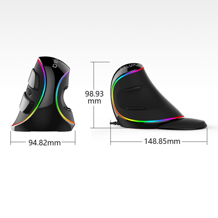 DELUX M618 Plus RGB Wired Optical Mouse Ergonomic Vertical Mouse 4000DPI - free shipping - PMC TechLife - Order now!