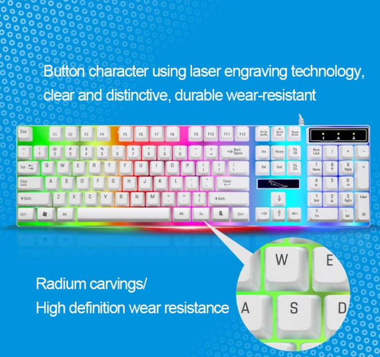ZGB G21 104 Keys USB Wired Mechanical Feel Colorful Backlight Office Computer Keyboard Gaming Keyboard(White) - Wired Keyboard by PMC TechLife | Online Shopping South Africa | PMC TechLife | Buy Now Pay Later Mobicred