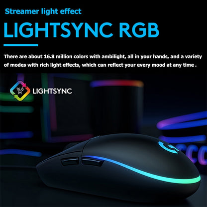 Logitech G102 2nd Gen. LIGHTSYNC 8000 DPI 6 Buttons RGB Backlight USB Wired Optical Gaming Mouse(Black) - Wired Mice by Logitech | Online Shopping South Africa | PMC Jewellery