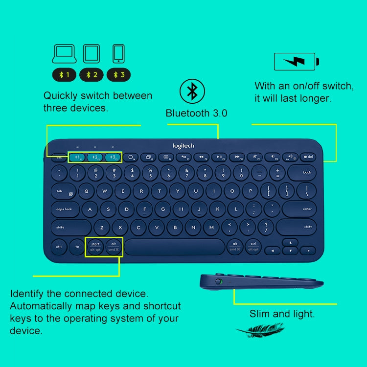 Logitech K380 Portable Multi-Device Wireless Bluetooth Keyboard (White) - Wireless Keyboard by Logitech | Online Shopping South Africa | PMC Jewellery | Buy Now Pay Later Mobicred