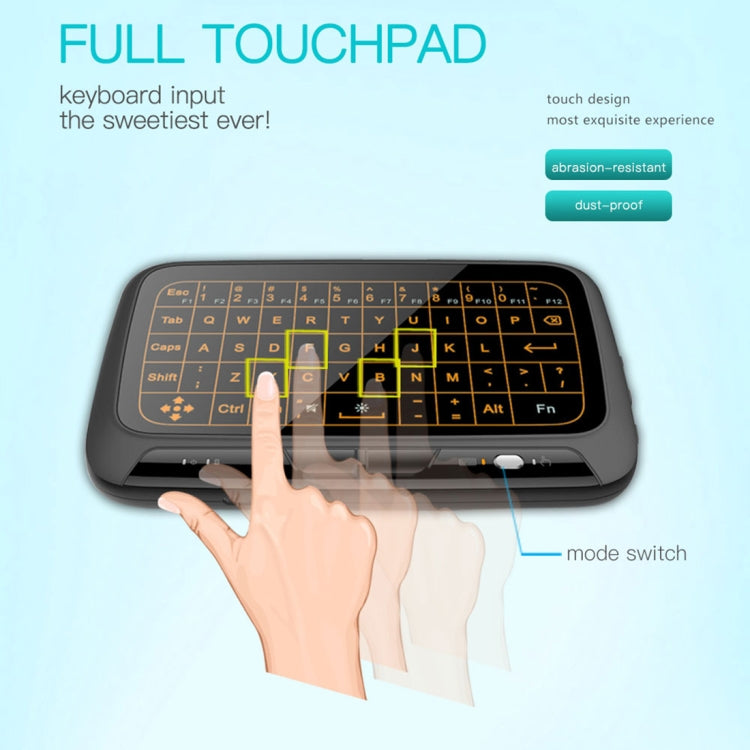 H18+ 2.4GHz Mini Wireless Keyboard Full Touchpad with 3-Level Adjustable Backlight(Black) - MINI PC Accessories & Gadgets by PMC TechLife | Online Shopping South Africa | PMC TechLife