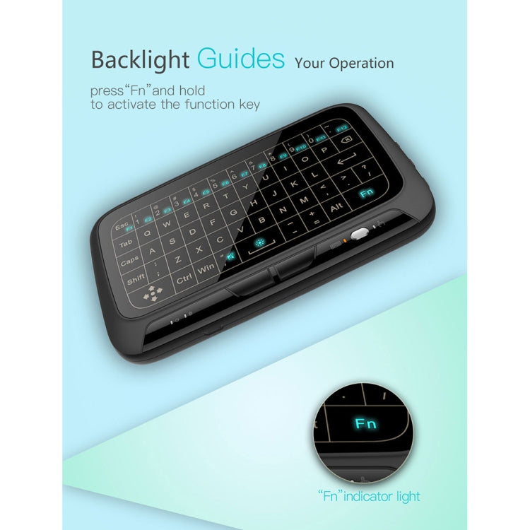 H18+ 2.4GHz Mini Wireless Keyboard Full Touchpad with 3-Level Adjustable Backlight(Black) - MINI PC Accessories & Gadgets by PMC Jewellery | Online Shopping South Africa | PMC Jewellery