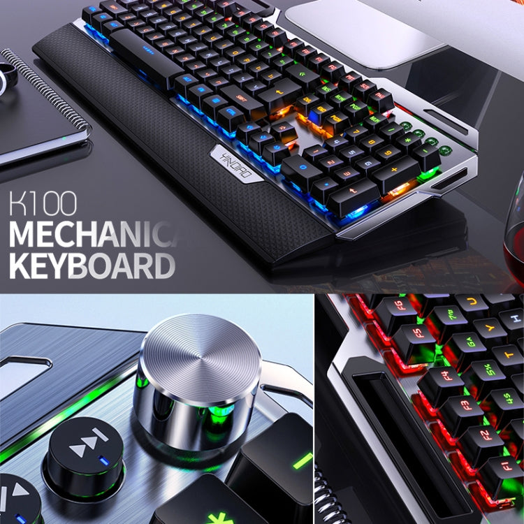 YINDIAO K100 USB Metal Mechanical Gaming Wired Keyboard, Mixed Light Blue Shaft(Black) - free shipping - PMC TechLife - Order now!