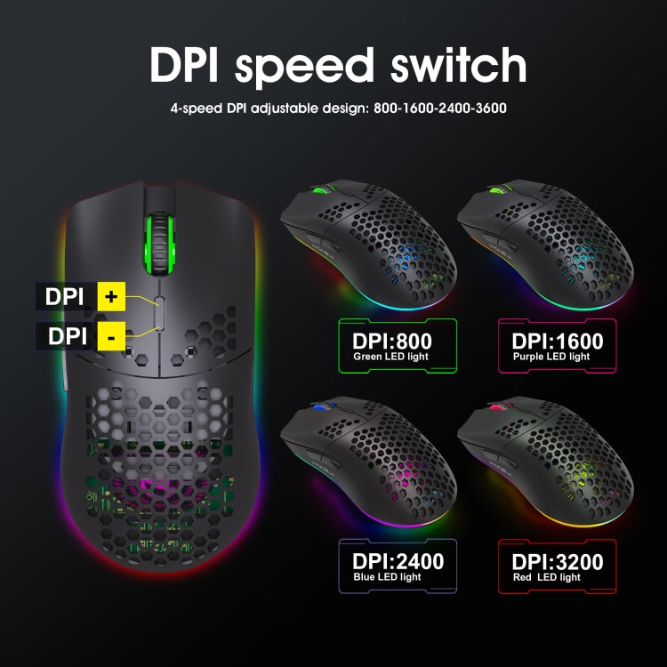 HXSJ T66 7 Keys Colorful Lighting Programmable Gaming Wireless Mouse (White) - Wireless Mice by HXSJ | Online Shopping South Africa | PMC TechLife | Buy Now Pay Later Mobicred