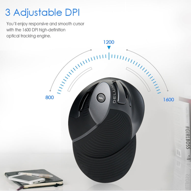 DELUX M618GX Wireless Ergonomic Vertical Mouse 1600DPI Optical Mouse - Wireless Mice by DELUX | Online Shopping South Africa | PMC TechLife | Buy Now Pay Later Mobicred
