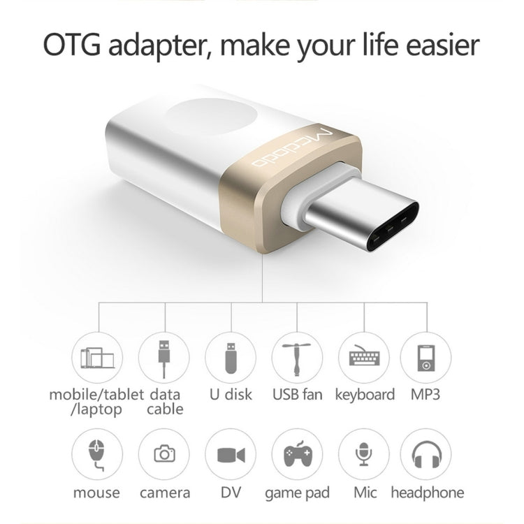 Mcdodo OT-1942 USB-C / Type-C to USB 3.0 AF Data Transmission Charging OTG Adapter(Gold) - OTG Adapter by Mcdodo | Online Shopping South Africa | PMC TechLife | Buy Now Pay Later Mobicred