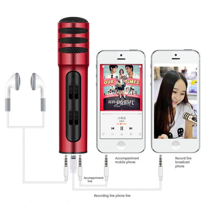 BGN-C7 Condenser Microphone Dual Mobile Phone Karaoke Live Singing Microphone Built-in Sound Card(Red) - Microphone by PMC Jewellery | Online Shopping South Africa | PMC Jewellery