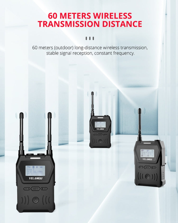 YELANGU YLG9929C MX4 Dual-Channel 100CH UHF Wireless Microphone System with Transmitter and Receiver for DSLR Cameras and Video Cameras(Black) - Camera Microphone by YELANGU | Online Shopping South Africa | PMC Jewellery | Buy Now Pay Later Mobicred