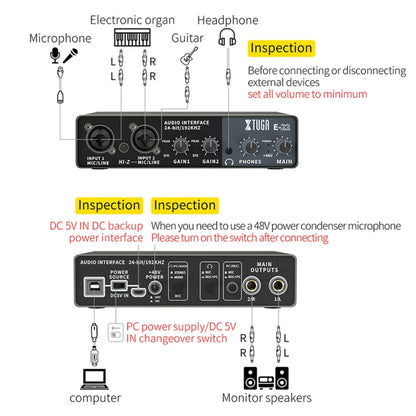 XTUGA E22 Audio Interface Professional Sound Card - Live Sound Effects Processors by XTUGA | Online Shopping South Africa | PMC Jewellery