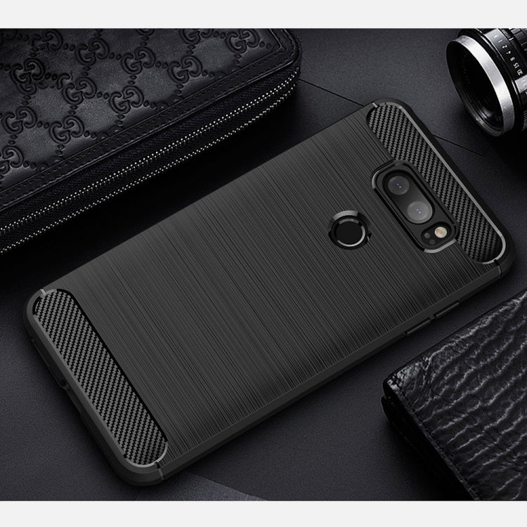 For LG V30 Brushed Texture Carbon Fiber Shockproof TPU Rugged Armor Protective Case (Black) - free shipping - PMC TechLife - Order now!
