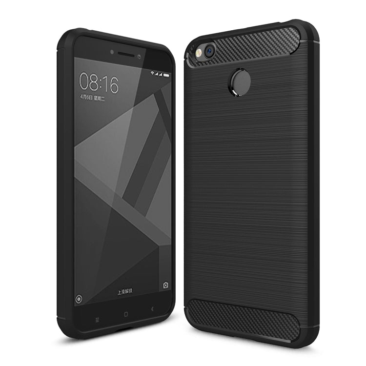 For Xiaomi  Redmi 4X  Brushed Carbon Fiber Texture Shockproof TPU Protective Cover Case (Black) - free shipping - PMC TechLife - Order now!