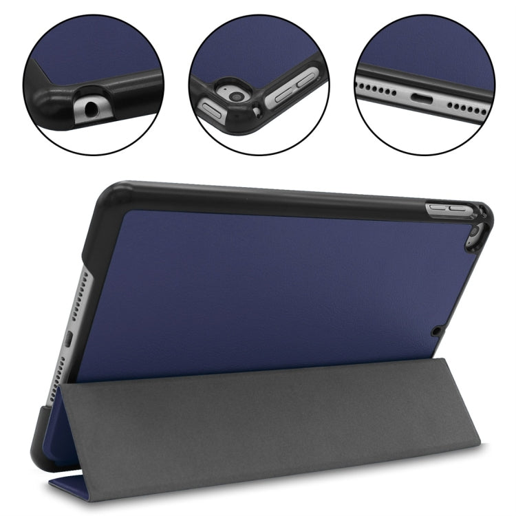 Custer Texture Horizontal Flip Smart PU Leather Case for iPad Mini 4 / Mini 5, with Sleep / Wake-up Function & Three-folding Holder (Blue) - iPad Mini 4 & 3 & 2 & 1 Cases by PMC TechLife | Online Shopping South Africa | PMC TechLife | Buy Now Pay Later Mobicred