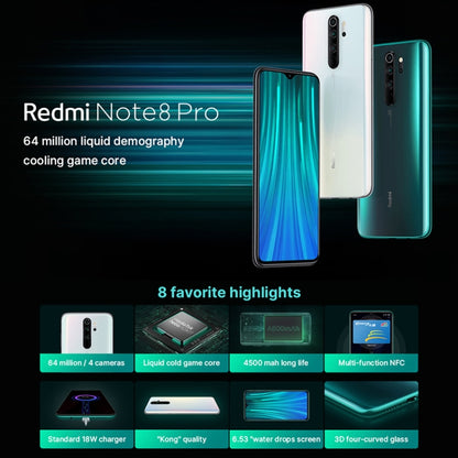 [HK Warehouse] Xiaomi Redmi Note 8 Pro, 64MP Camera, 6GB+128GB, Quad AI Back Cameras, 4500mAh Battery, Face ID & Fingerprint Identification, 6.53 inch Waterdrop Notch Screen MIUI 10 MTK Helio G90T Octa Core up to 2.05GHz, Network: 4G, Dual SIM, NFC(White) - Xiaomi Redmi by Xiaomi | Online Shopping South Africa | PMC Jewellery