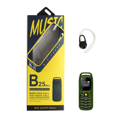 Mini B25 Headphone Mobile Phone, Hands Free Bluetooth Dialer Headphone, MP3 Music, Dual SIM, Network: 2G(Green) - Others by PMC Jewellery | Online Shopping South Africa | PMC Jewellery
