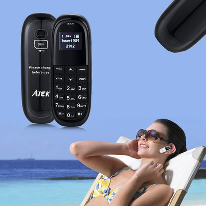 AIEK KK1 Mini Mobile Phone, English Keyboard, Hands Free Bluetooth Dialer Headphone, MTK6261DA, Anti-Lost, Single SIM, Network: 2G(Black) - Others by AIEK | Online Shopping South Africa | PMC Jewellery