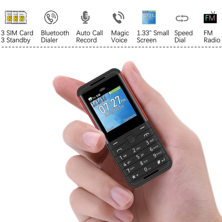 SERVO BM5310 Mini Mobile Phone, Russian Key, 1.33 inch, MTK6261D, 21 Keys, Support Bluetooth, FM, Magic Sound, Auto Call Record, GSM, Triple SIM (Black Red) - SERVO by SERVO | Online Shopping South Africa | PMC Jewellery | Buy Now Pay Later Mobicred