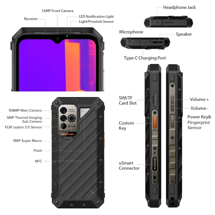 [HK Warehouse] Ulefone Power Armor 19T Rugged Phone,  Thermal Imaging Camera, 108MP Camera, 12GB+256GB - Ulefone by Ulefone | Online Shopping South Africa | PMC Jewellery