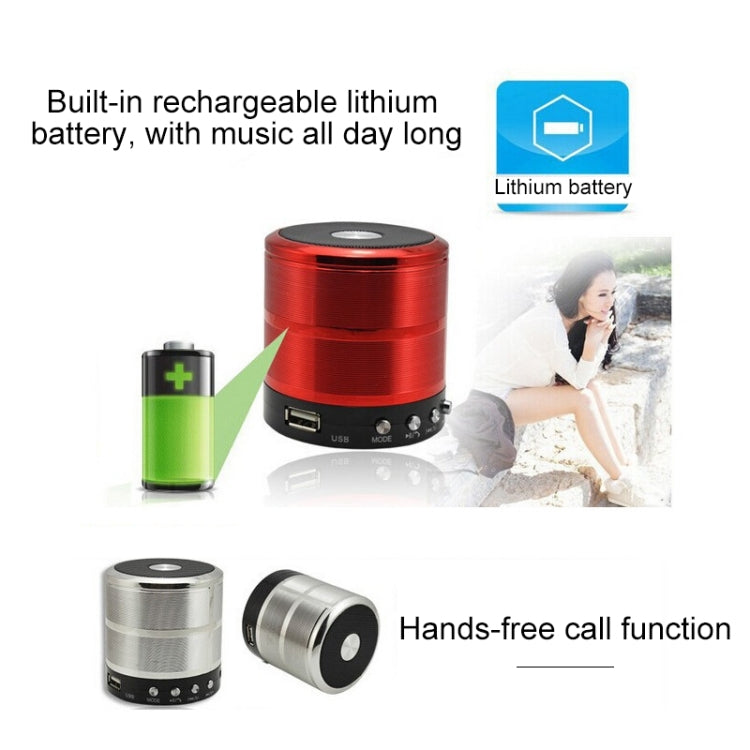 WS-887 Bluetooth Speaker with Lanyard, Support Hands-free Call & FM & U Disk & TF Card & AUX(Silver Grey) - Mini Speaker by PMC TechLife | Online Shopping South Africa | PMC TechLife