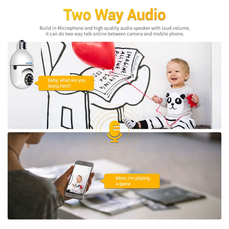 ESCAM PT208 1080P HD Light Bulb WiFi Camera, Support Motion Detection, Two-way Audio, Night Vision, TF Card - free shipping - PMC TechLife - Order now!