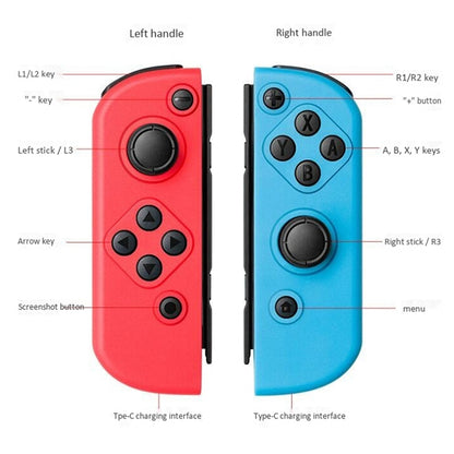 Left and Right Bluetooth Wireless Joypad Gamepad Game Controller for Switch(Blue + Red) - Gamepads by PMC Jewellery | Online Shopping South Africa | PMC Jewellery