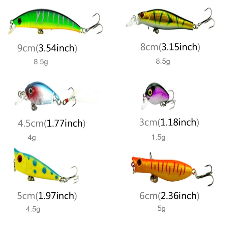 HENGJIA HENG JIA-SETL30 30 PCS Minnow Fishing Lure Set 6 Models Fishing Tackle Plastic Hard Bait - Fishing Lures by HENGJIA | Online Shopping South Africa | PMC Jewellery | Buy Now Pay Later Mobicred