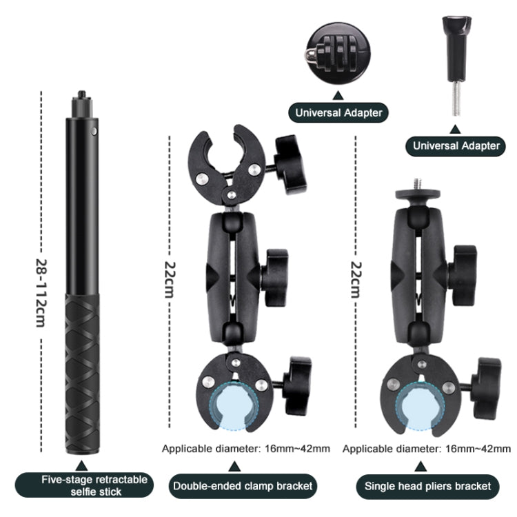 Motorcycle Dual-heads Crab & Single Heads Clamps Handlebar Fixed Mount Selfie Stick - Bicycle Handlebar Mount by PMC TechLife | Online Shopping South Africa | PMC TechLife