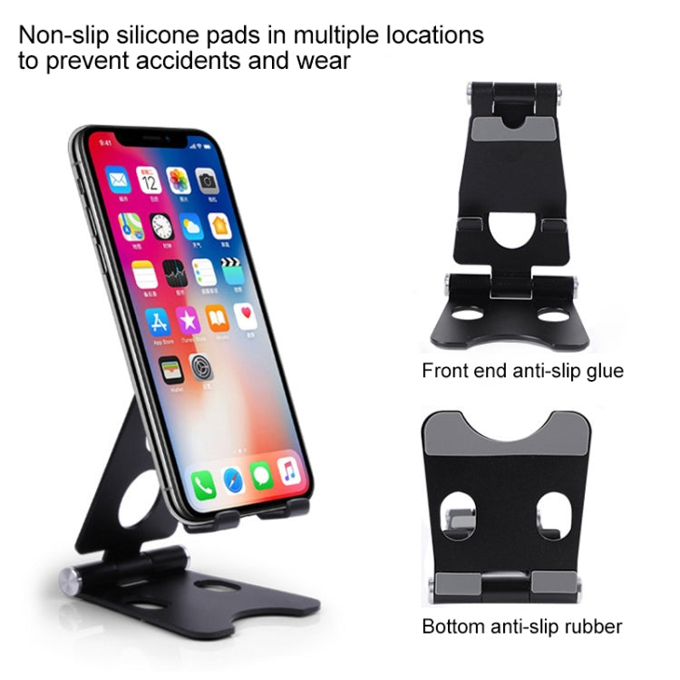ROOSTAND R2 Aluminum Alloy Mobile Desktop Tablet Bracket Double Folding Lazy Artifact, Size: 6.4x7x9cm(Black) - Desktop Holder by PMC TechLife | Online Shopping South Africa | PMC TechLife