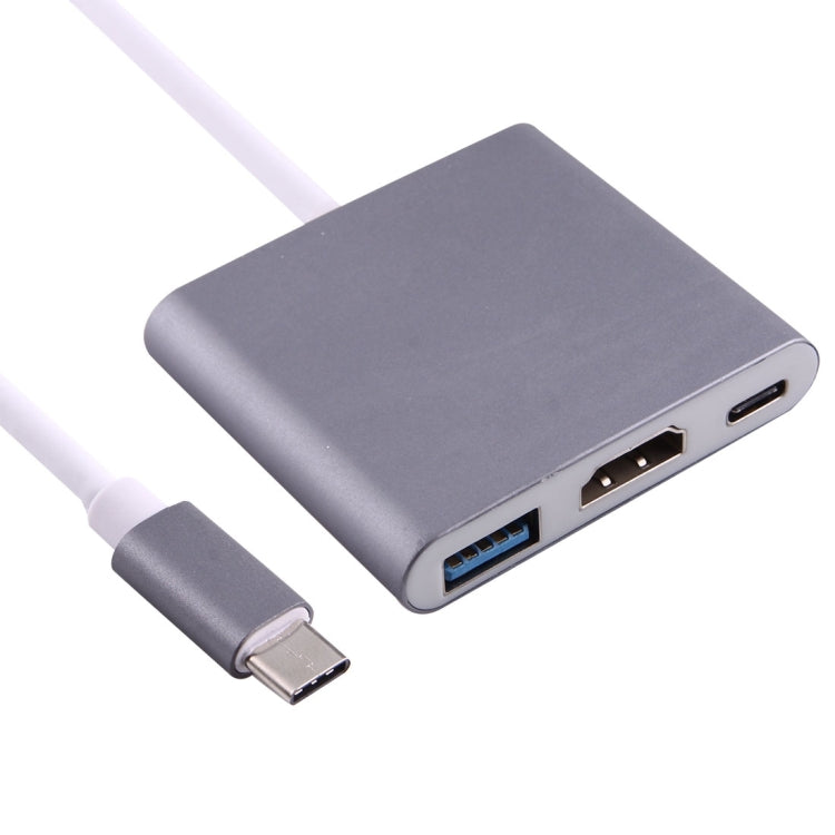 USB-C / Type-C 3.1 Male to USB-C / Type-C 3.1 Female & HDMI Female & USB 3.0 Female Adapter(Grey) - Cable & Adapters by PMC Jewellery | Online Shopping South Africa | PMC Jewellery