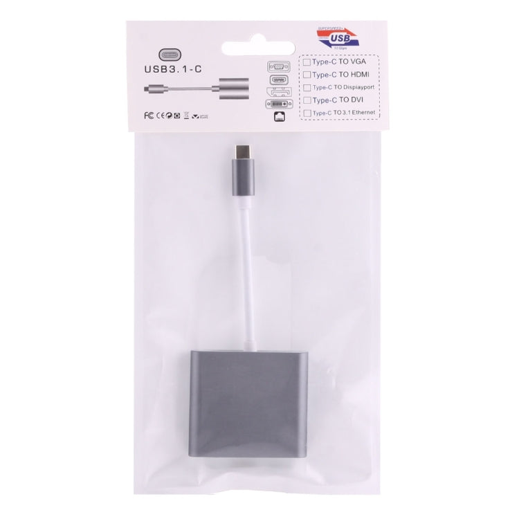 USB-C / Type-C 3.1 Male to USB-C / Type-C 3.1 Female & HDMI Female & USB 3.0 Female Adapter(Grey) - Cable & Adapters by PMC TechLife | Online Shopping South Africa | PMC TechLife | Buy Now Pay Later Mobicred