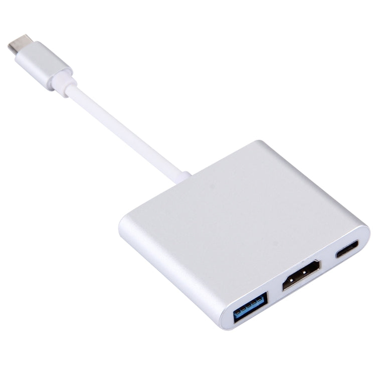 USB-C / Type-C 3.1 Male to USB-C / Type-C 3.1 Female & HDMI Female & USB 3.0 Female Adapter(Silver) - Cable & Adapters by PMC Jewellery | Online Shopping South Africa | PMC Jewellery