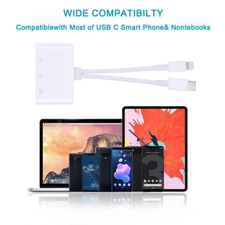 NK-103Pro 3 in 1 8 Pin + USB-C / Type-C Male to USB + TF / SD Card Reader - U Disk & Card Reader by PMC TechLife | Online Shopping South Africa | PMC TechLife
