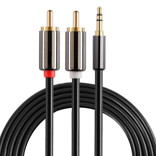 2m Gold Plated 3.5mm Jack to 2 x RCA Male Stereo Audio Cable - RCA Cable by PMC Jewellery | Online Shopping South Africa | PMC Jewellery