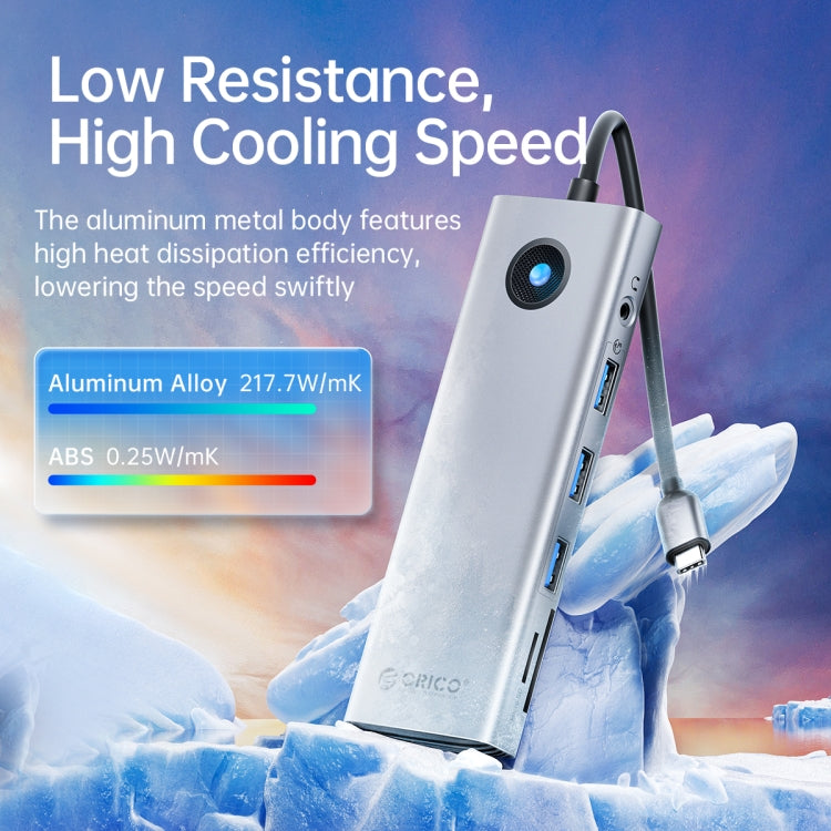 ORICO PW11-8PC Type-C / USB-C 8-in-1 5Gbps Multifunction Docking Station(Silver) - free shipping - PMC TechLife - Order now!