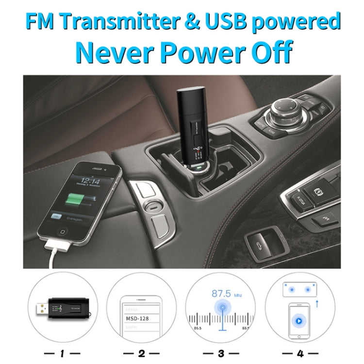 MSD128 2 in 1 USB Car Bluetooth Hands-free Call FM Transmitter with 3.5mm AUX Interface - Audio Receiver Transmitter by PMC TechLife | Online Shopping South Africa | PMC TechLife
