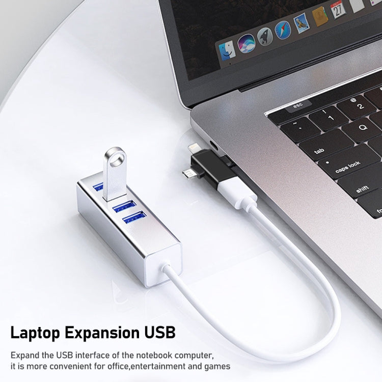 3 in 1 USB 3.0 to 8 Pin + Micro USB + USB-C / Type-C Interface Multifunctional OTG Adapter - OTG Adapter by PMC TechLife | Online Shopping South Africa | PMC TechLife