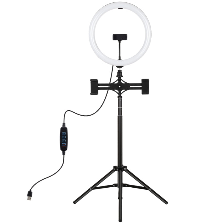 PULUZ 11.8 inch 30cm Light + 1.65m Tripod + Dual Phone Bracket Curved Surface USB 3 Modes Dimmable Dual Color Temperature LED Ring Vlogging Video Light  Live Broadcast Kits with Phone Clamp(Black) - free shipping - PMC TechLife - Order now!