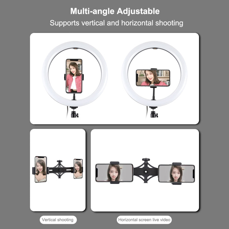 PULUZ 11.8 inch 30cm Light + 1.65m Tripod + Dual Phone Bracket Curved Surface USB 3 Modes Dimmable Dual Color Temperature LED Ring Vlogging Video Light  Live Broadcast Kits with Phone Clamp(Black) - free shipping - PMC TechLife - Order now!