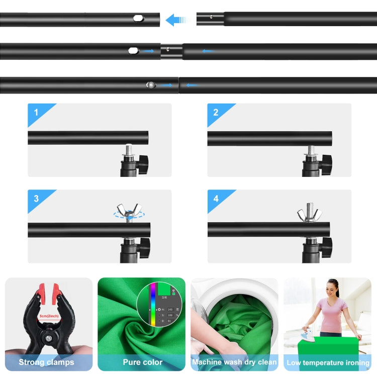 PULUZ 2.9x2m Photo Studio Background Support Stand Backdrop Crossbar Bracket Kit with Red / Blue / Green Polyester Backdrops - free shipping - PMC TechLife - Order now!