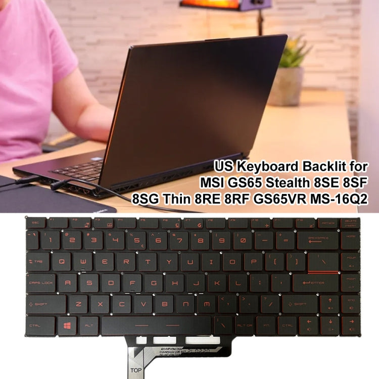 US Version Laptop Keyboard with Backlight for MSI GS65 / GS65VR / MS-16Q2 / Stealth 8SE /8SF / 8SG /Thin 8RE / Thin 8RF (Red) - Replacement Keyboards by PMC Jewellery | Online Shopping South Africa | PMC Jewellery