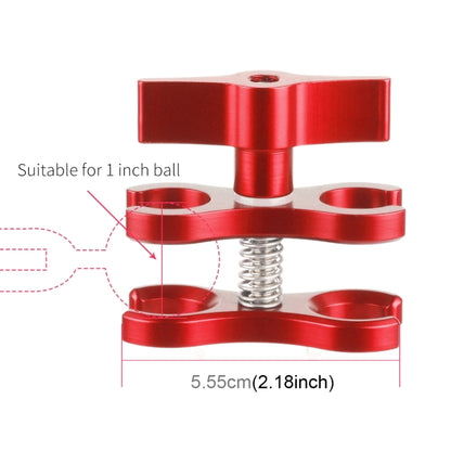 PULUZ Dual Ball Clamp Open Hole Diving Camera Bracket CNC Aluminum Spring Flashlight Clamp for Diving Underwater Photography System(Red) - Diving Accessories by PULUZ | Online Shopping South Africa | PMC Jewellery | Buy Now Pay Later Mobicred