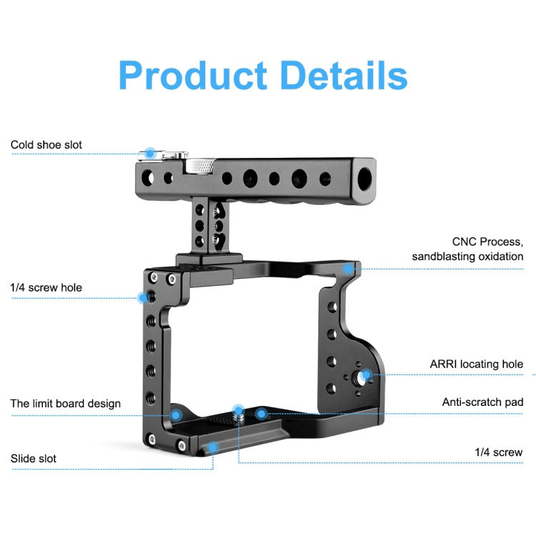 PULUZ Video Camera Cage Stabilizer with Handle for Sony A6600 / ILCE-6600(Black) - free shipping - PMC TechLife - Order now!