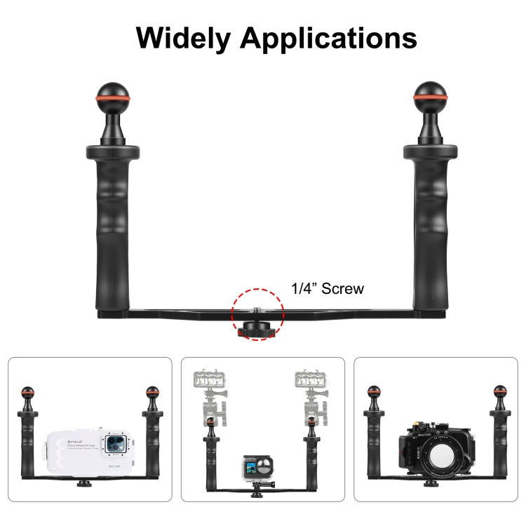 PULUZ Dual Handles Aluminium Alloy Tray Stabilizer for Underwater Camera Housings(Black) - Diving Accessories by PULUZ | Online Shopping South Africa | PMC TechLife | Buy Now Pay Later Mobicred