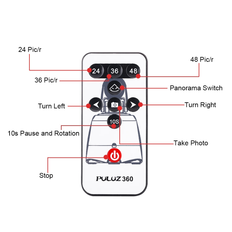 PULUZ Electronic 360 Degree Rotation Panoramic Head with Remote Controller for Smartphones, GoPro, DSLR Cameras(Red) - Tripod Heads by PULUZ | Online Shopping South Africa | PMC Jewellery