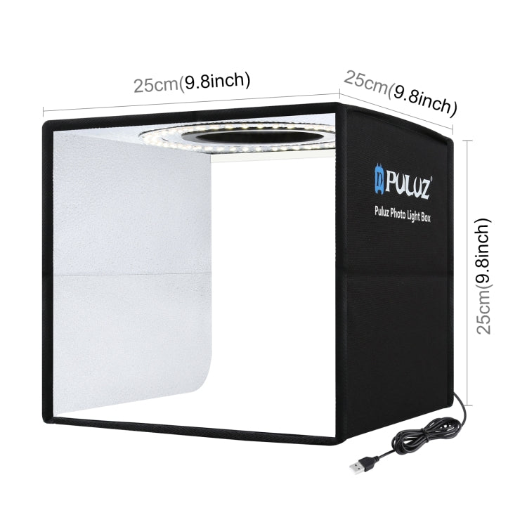 PULUZ 25cm Folding Portable High 97 CRI Ring Light Photo Lighting Studio Shooting Tent Box with 12 Colors Backdrops, Size: 25cm x 25cm x 25cm(Black) -  by PULUZ | Online Shopping South Africa | PMC Jewellery