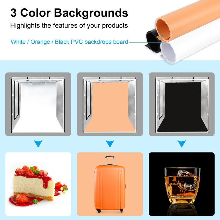 PULUZ 80cm Folding Portable 80W 9050LM White Light Photo Lighting Studio Shooting Tent Box Kit with 3 Colors (Black, White, Orange) Backdrops(EU Plug) -  by PULUZ | Online Shopping South Africa | PMC Jewellery